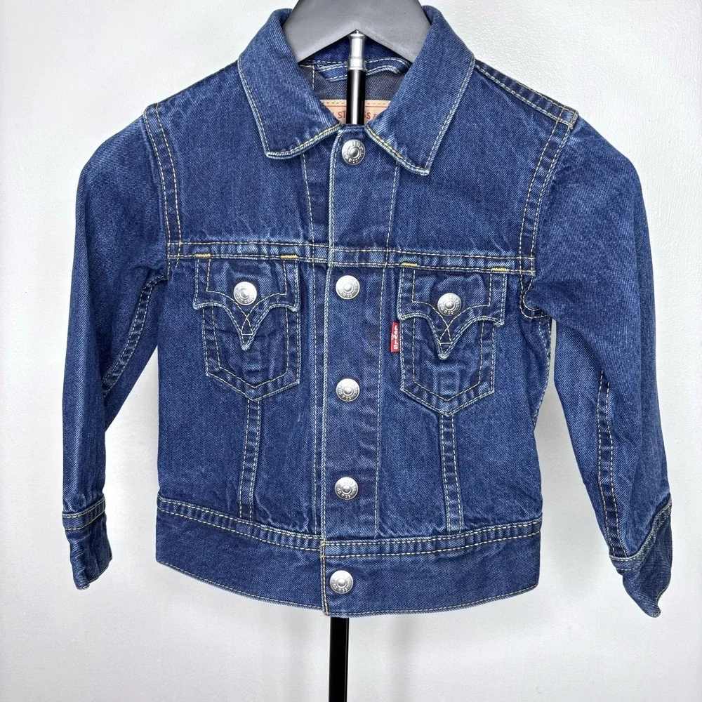 Levis Type 1 Iconic Denim Jacket Toddler 6 Blue Trucker Button Front Coat